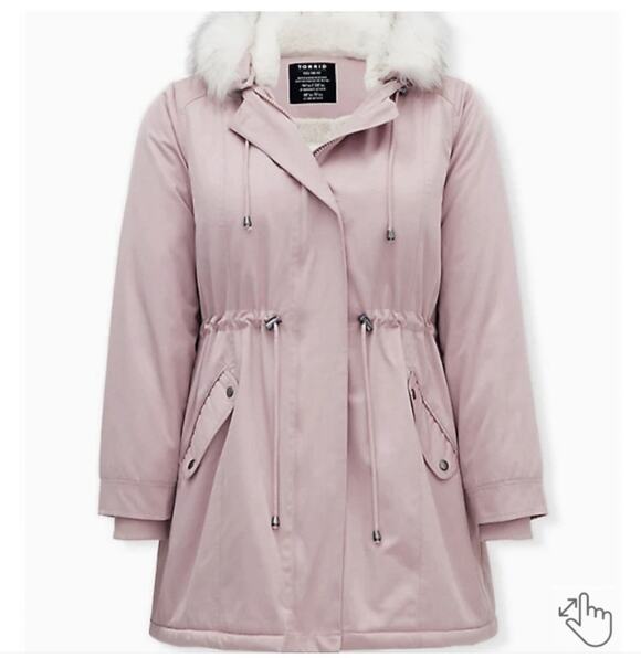 torrid Jackets & Blazers - NWT Torrid Twill Faux Fur Trim Parka Pink 1X 14/16 Hooded Winter Coat Plus Cozy